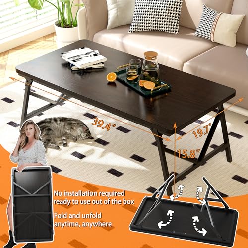 QUERNA Folding Coffee Table, No Assembly Low Coffee Table, Floor Table Desk for Sitting on The Floor, Portable Floor Table...