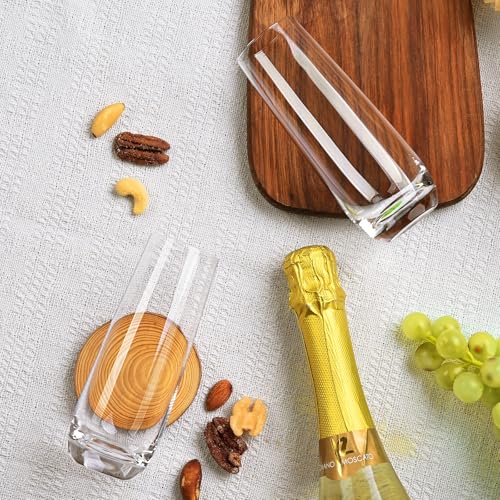FrutPunch Champagne Glasses, Stemless Champagne Flutes Set of 4, 8OZ Champagne Flutes, Crystal Glasses, Cocktail Glass Se...