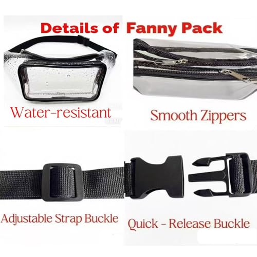 Cytongyo Clear Fanny Pack Stadium Approved, Clear Bag for Stadium Events Crossbody Belt Bag for Women Men Transparent Wais...