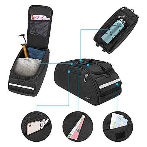 MOSISO Bike Rack Bag, Waterproof Bicycle Trunk Pannier Rear Seat Pouch Cycling Bike Carrier Backseat Storage Luggage Saddle Shoulder Bag