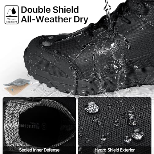 FREE SOLDIER Men's Waterproof Tactical Work Boots Lightweight Comfortable Combat Hiking Boots