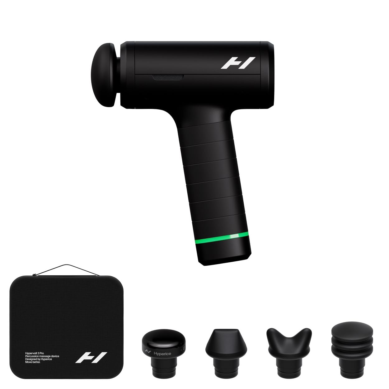 Hyperice Hypervolt 3 Pro – Professional Percussion Massage Gun with QuietGlide Technology | 6 Speeds, Pressure Sensor, Heated Head & 5 Attachments | Deep Tissue Muscle Relief and Recovery