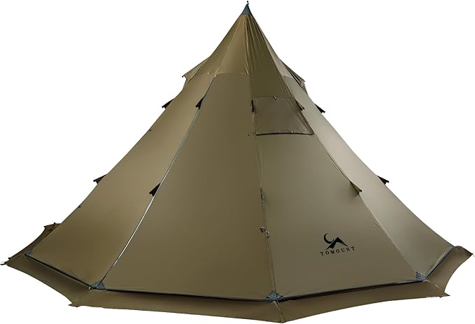 TOMOUNT Hot Tent, Tipi Teepee Tent with Stove Jack, 70D Ripstop Nylon, PU3000mm, Waterproof Lightweight for 2-4 Person, 4 ...