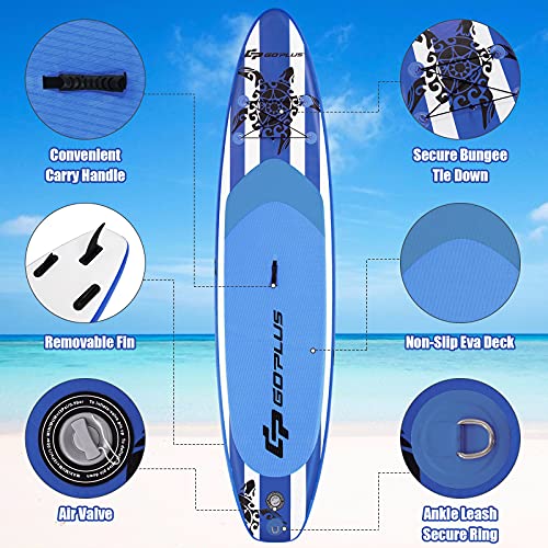 Goplus Inflatable Stand Up Paddle Board, 10FT/10.5FT/11FT SUP with Accessory Pack, Adjustable Paddle, Carry Bag, Fin, Hand...