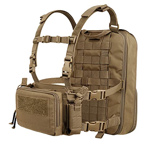 KRYDEX Tactical Expandable Backpack Molle and Tactical Chest Rig Combo Coyote Brown