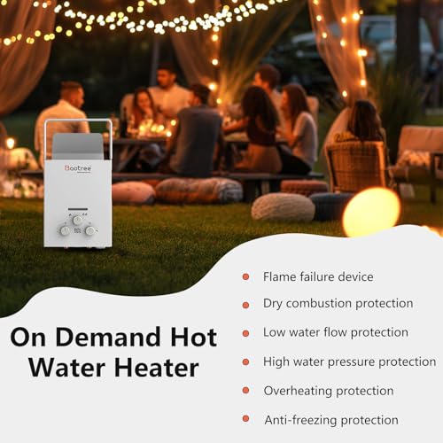 8L Tankless Water Heater Propane with Digital Display, 2.11 GPM Portable Instant Hot Gas RV Water Heater with Overheating ...