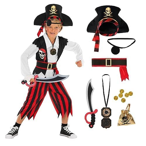 Morph Kids Pirate Costume - Boys Pirate Outfit for Halloween Dress Up, Adventure Play, and Costume Parties, 7-9 Years