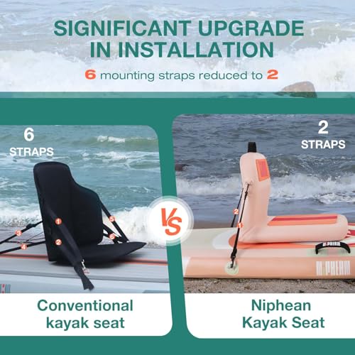 Niphean Inflatable Kayak Seat with Back Support, Ergonomic Paddle Board Seat for Comfortable Backrest, Sturdy Kayak Access...