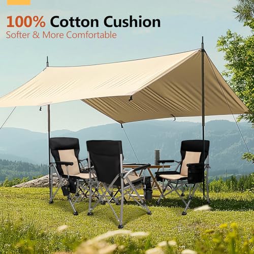 Heated Camping Chair with 20,000 mAh Battery, Loog-Lasting for 500 Mins, Fully Padded Heated Camp Chairs, Heavy Duty Foldi...