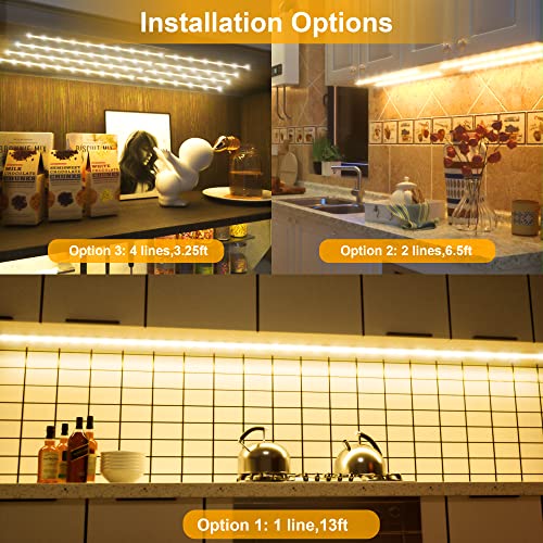 LAFULIT Under Cabinet Lighting Kit - 8 PCS 20 Inch Pre-Cut Strips, 2700K Warm White Flexible LED Strip Lights with Remote ...
