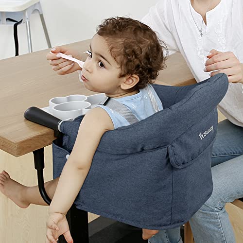 Hook-On Chair with Tray, Fold-Flat Storage and Tight Fixing Clip on High Chair for Babies and Toddlers, Portable Booster S...