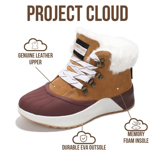 Project Cloud Waterproof Snow Boots for Women - Memory Foam Insole Non-Slip Womens Snow Boots & Winter Shoes (Rhianon)