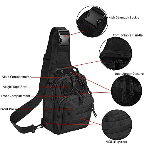 Novemkada Tactical Shoulder Bag,1000D Outdoor Military Sling Daypack Backpack