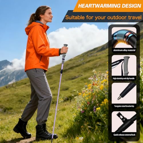 Yourjoy Hiking Trekking Poles, Macaron Colors 2 Pack Anti Shock, Adjustable, Collapsible Hiking Poles for Trekking or Walk...