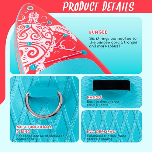 FEATH-R-LITE Inflatable Ultra-Light 10'×30''/10'6''×33'' Stand Up Paddle Board for All Skill Levels with Premium SUP Paddl...