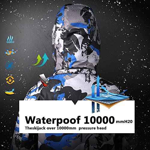 OHSNMAKSL Boy's Waterproof Ski Jacket Warm Winter Snow Coat Kids Fleece Snowboarding Jackets Thick Hooded Windproof Coats