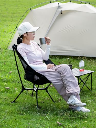 WildCall 1 Anti-Sink Feet Camping Chair and 1 Ultralight Camping Table, Ultralight Compact for Adults Outdoor Camping Back...