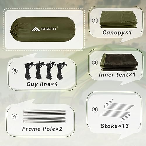 Forceatt Camping Tent 2/3/4 Person, Professional Waterproof & Windproof Lightweight Backpacking Tent Suitable for Outdoor,...