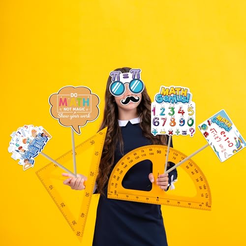 Yunahoo Math Photo Booth Props for I Love Math Party Decoration Teenagers Personalized Students Party Favors Supplies（25PCS）
