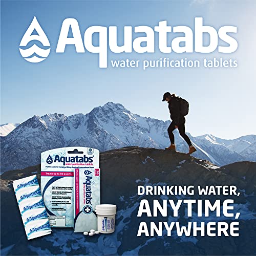 Aquatabs 49mg Water Purification Tablets (50 Pack). Water Filtration System for Hiking, Backpacking, Camping, Emergencies,...