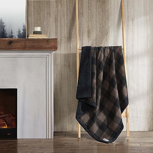 Eddie Bauer - Throw Blanket, Yarn Dyed Cotton Bedding with Solid Ultra-Soft Sherpa Reverse, Throw Blanket for Couch & Bed...