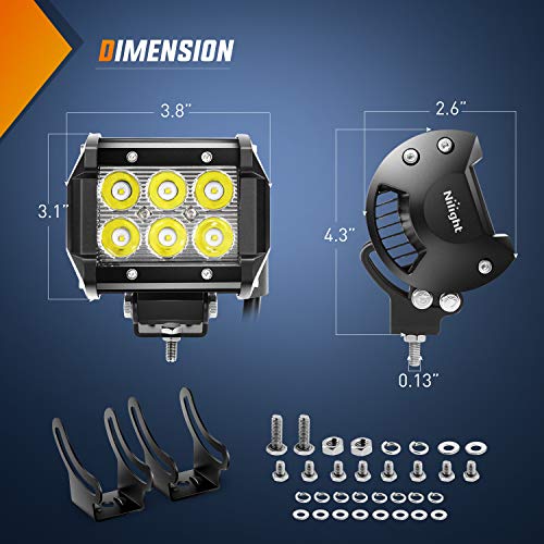 Nilight - ZH003 20Inch 126W Spot Flood Combo Led Light Bar 4PCS 4Inch 18W Spot LED Pods Fog Lights for Jeep Wrangler Boat ...