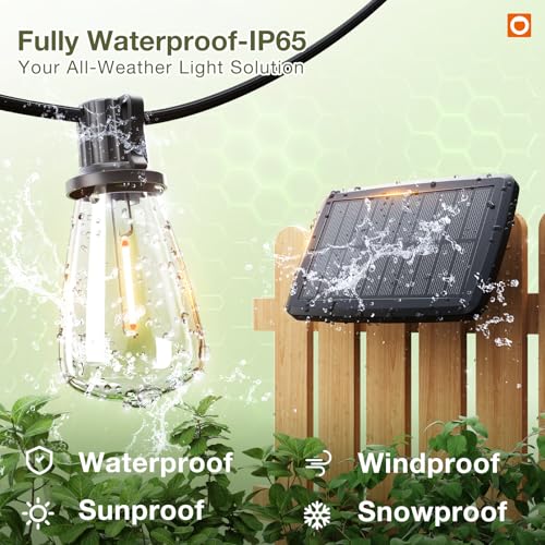addlon 54(48+6) FT Solar String Lights Waterproof,Patio Lights Solar Powered with Remote & USB Port 15+1 LED Shatterproof ...