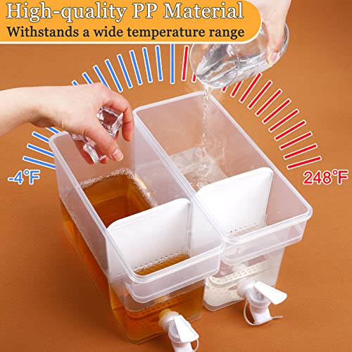 Breroa 3 Pieces 3.5 Liter Clear Beverage Dispenser with Spigot, Plastic Drink Dispenser for Fridge with Handle Clean Brus...