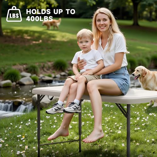 Ortus Collective Folding Table 4 Foot - 3-Position Adjustable Height, Heavy Duty 400 lbs Capacity - Portable Tables Foldin...