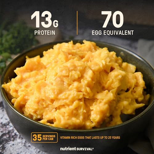 70 Egg Equivalent Nutrient Survival Vitamin Powdered Eggs Blend, Freeze Dried Prepper Supplies & Emergency Food Supply, 33...