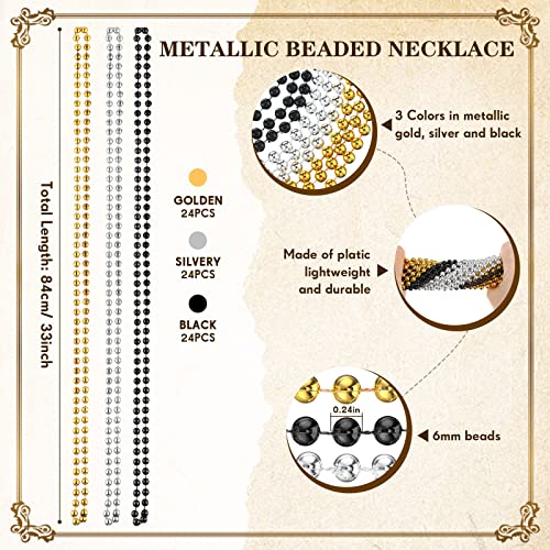 Bucherry 88 Pcs Masquerade Masks Beads Necklace Set Vintage Venetian Mask Metallic Beaded Necklace for Carnival Cosplay Prop