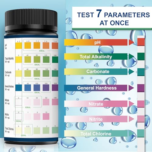 Aquarium Test Strips, 7-Way Aquarium Test Kit for Freshwater Saltwater,50 Strips Quick and Accurate Fish Tank Pond Test St...