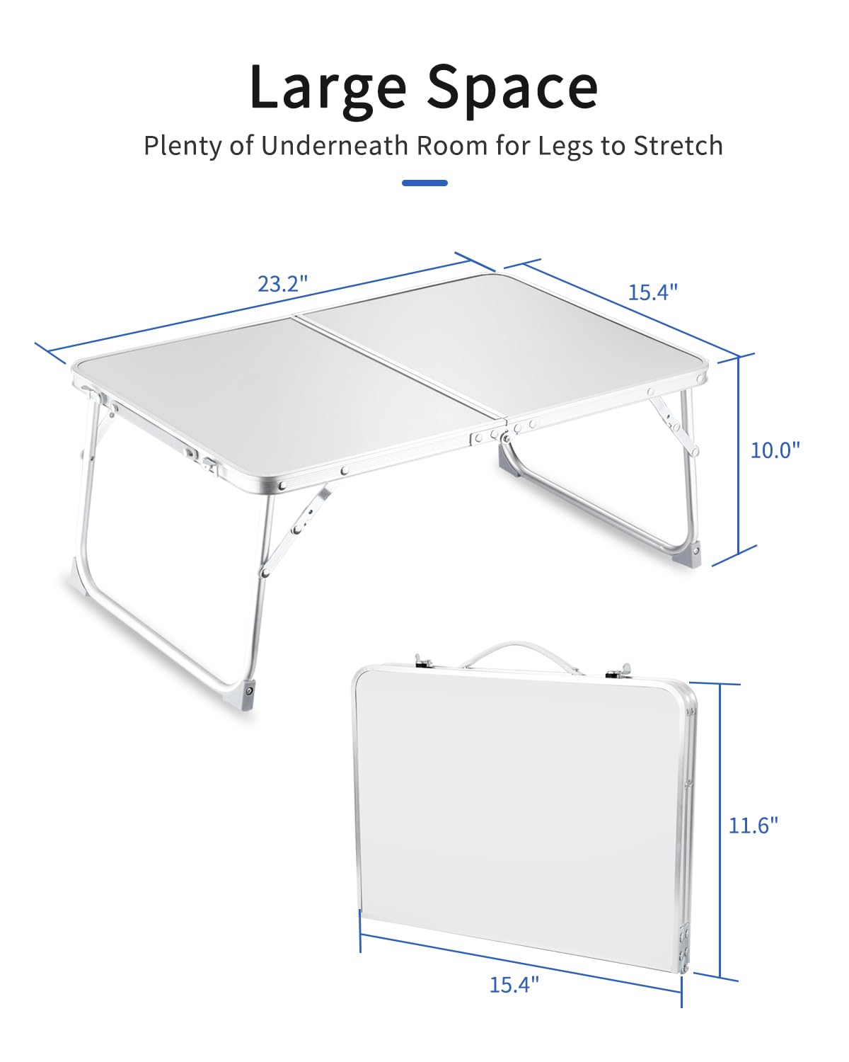 Foldable Laptop Table for Bed, SUVANE Lap Desk Bed Desk, Breakfast Serving Bed Tray, Portable Mini Picnic Table Storage Space Laptop Desk Reading Holder(Gray)