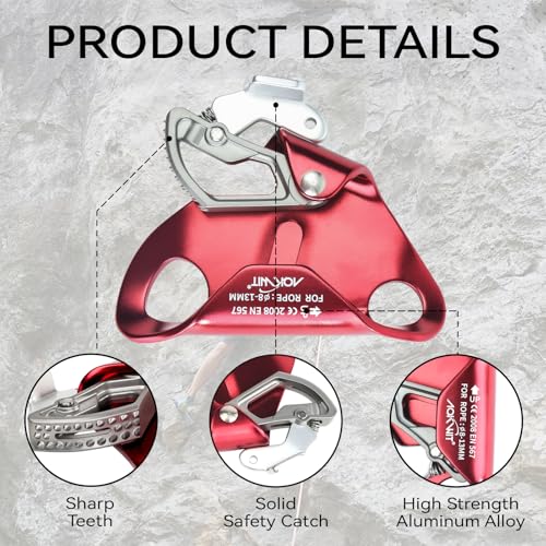 Chest Ascender Tree Climbing Gear Rope Grab High-Strength Aluminum Alloy Rappelling Equipment CE Certified for Rock Climbi...