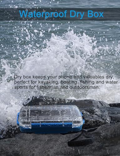 Hlotmeky Dry Box for Kayaking, Boat - Waterproof Phone Case, Small Watertight Storage Box, Diving Dry Case (Blue)