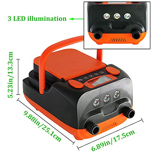 6000mAh Rechargeable SUP Air Pump Electric Compressor Max 16PSI Air Inflator + Deflator for Stand Up Paddle Board,Inflatab...