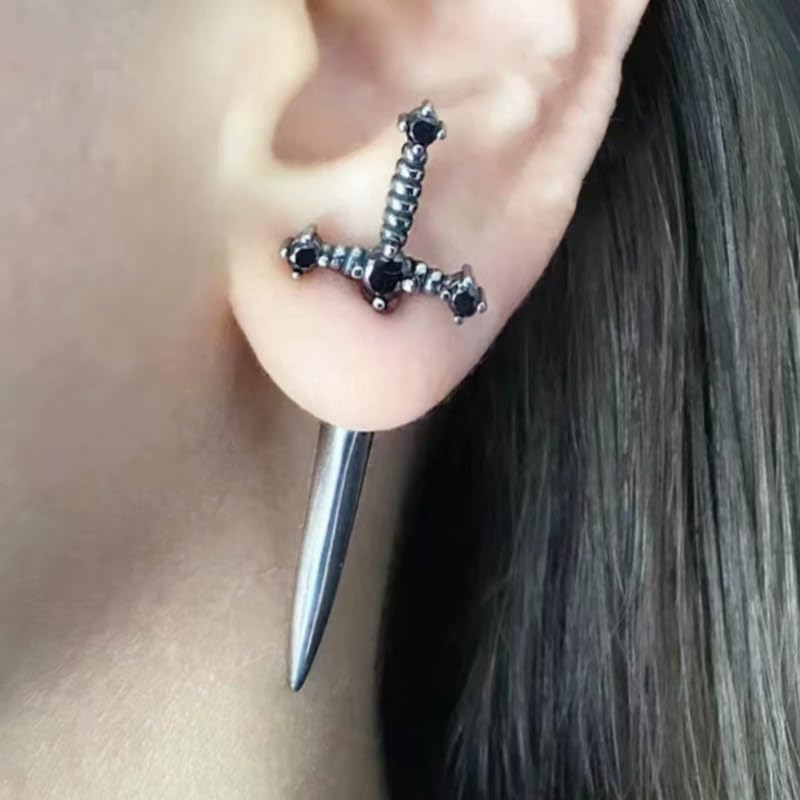 Cute Animal Earrings for Women, Goth Snake Stud Earrings Unique earrings Jewelry Halloween Punk Gothic Accessories (Silver Sword)