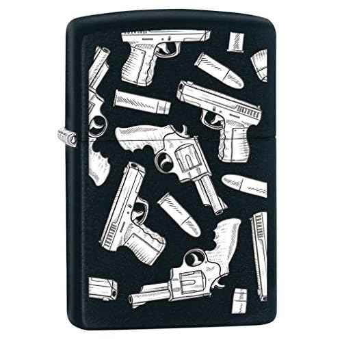 Zippo Lighter: Guns and Bullets Pattern - Black Matte 80508