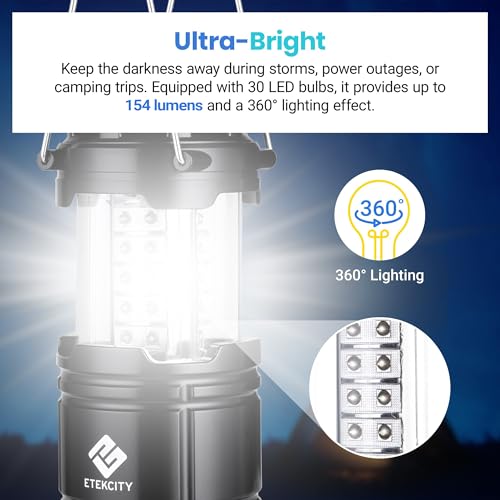 Etekcity Lantern Camping Essentials Lights, Led Flashlight for Power Outages, Survival Gear and Supplies for Emergency, Hu...