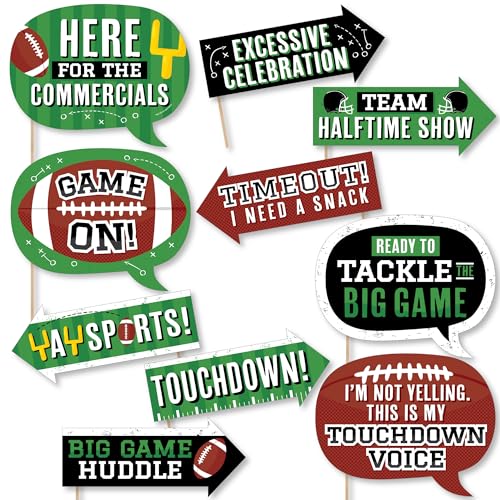 Big Dot of Happiness Funny The Big Game - Football Party Photo Booth Props Kit - 10 Piece