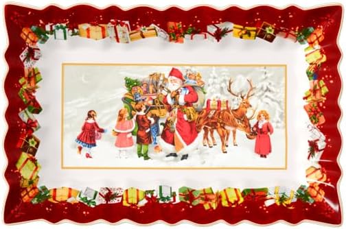 Villeroy & Boch Toy's Fantasy Cake Plate, Santa & Children, 13.75 x 9 in