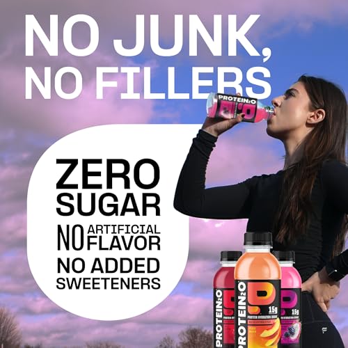 Protein2o Hydration Drink - 2-in-1 Liquid Clear Whey Protein Isolate and Electrolyte Drink - 15g Protein, Vitamins B5, B6...
