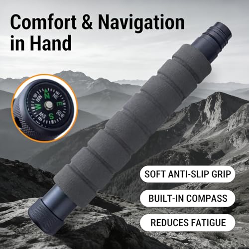 Trekking Pole Tactical Walking Stick, Multifunctional Lightweight Aircraft Aluminum Collapsible Survival Hiking Pole with ...