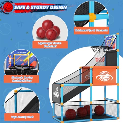 Handwell Arcade Basketball Game Set with Electronic Scoreboard&LED Light: Carnival Games Boy Toys Basketball Hoop Indoor O...
