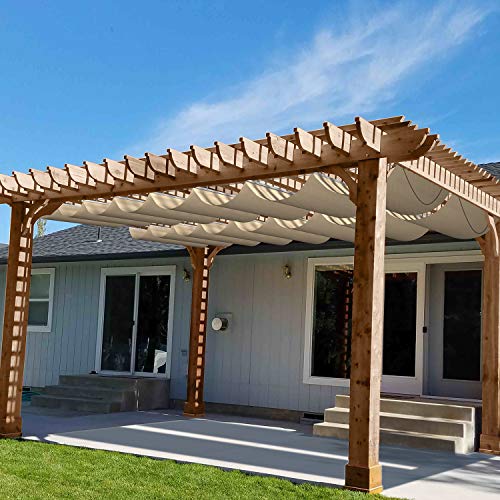 Patio 3'W x 16'L Waterproof Pergola Shade Cover Retractable Canopy Replacement, Outdoor Pergolas Fabric Covers for Patio, ...