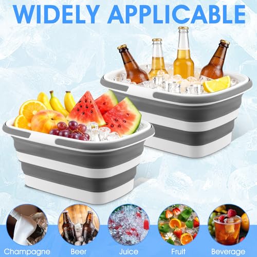 2 Pcs Collapsible Ice Buckets for Parties, Foldable Beverage Tub, Large Ice Buckets Drink Cooler for Wine/Beer/Champagne, ...