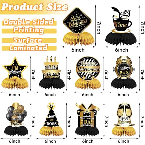 DTOFOOT 10 Pcs Retirement Party Decorations, Retirement Party Supplies Retirement Table Decorations Black and Gold Retirem...
