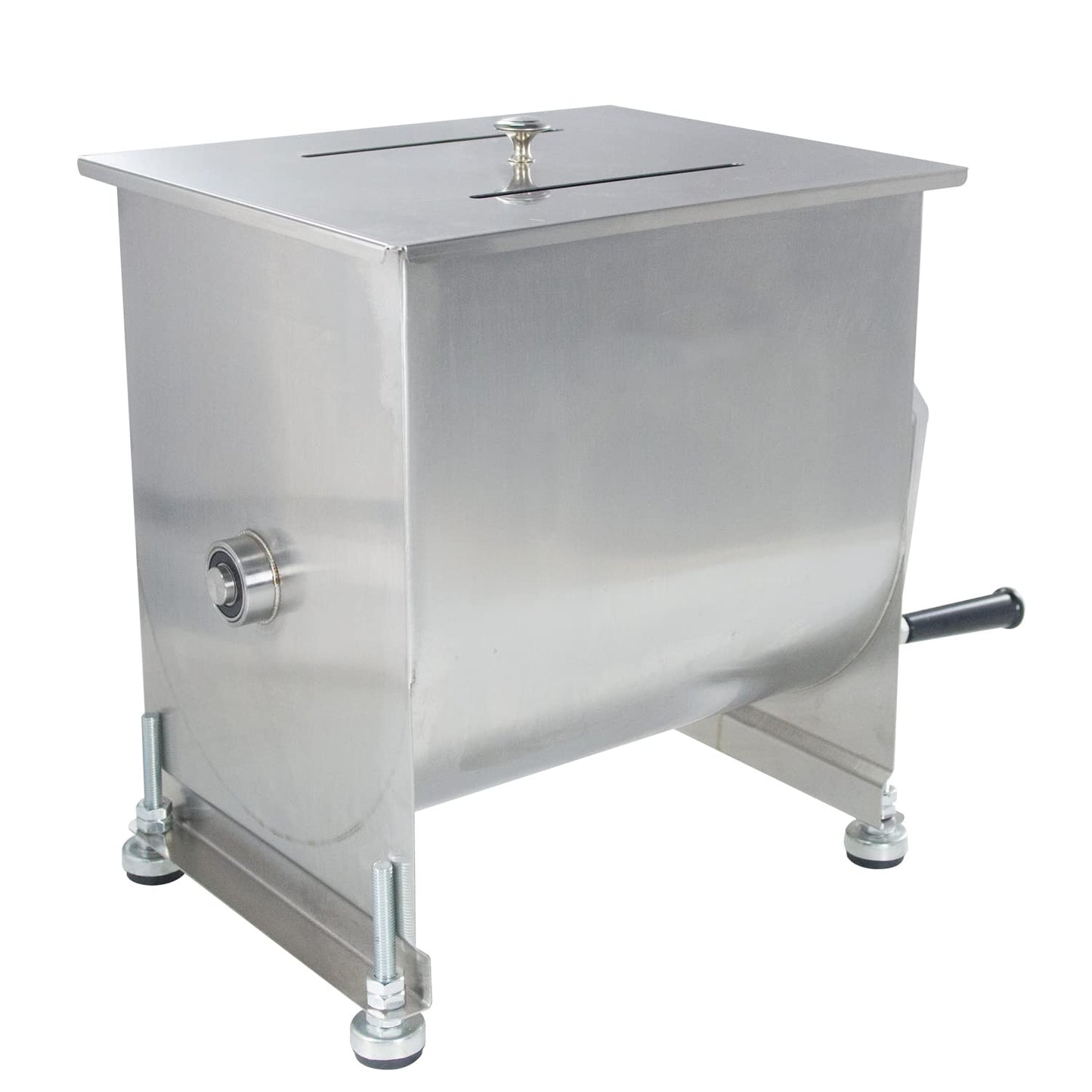 CMI Commercial Stainless Steel Manual Meat Mixers with lid,35Lb/20L Tank,(Mixing Maximum 35-Pound for Meat),Sausage Mixer Machine Meat Processing Equipment