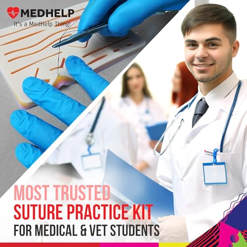 MedHelp 50 PCS Practice Suture Kit for Medical Students - Complete Suture Practice Kit for Surgical Training: Large Silico...