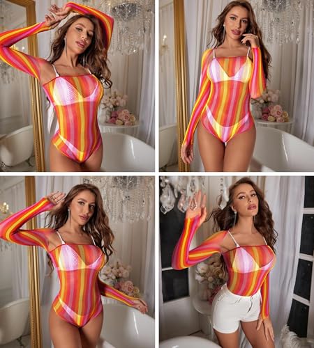 Women Rave Rainbow Mesh See Through Bikini Cover Ups Sexy Sleeveless Hollow Out Bodycon Midi Dress Festival Outfit